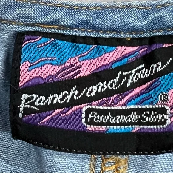 Vintage Denim Button-Front Spaghetti Strap Tank Top Blue size 7 100% cotton FLAW - Picture 2 of 9